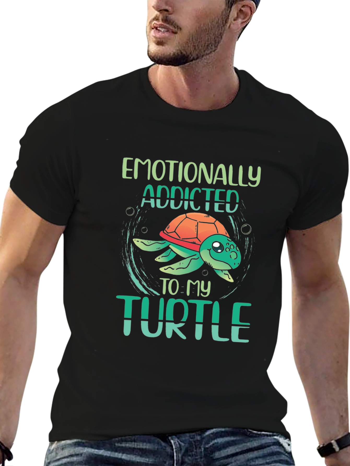 Emotionally Addicted to My Turtle Black T-Shirt