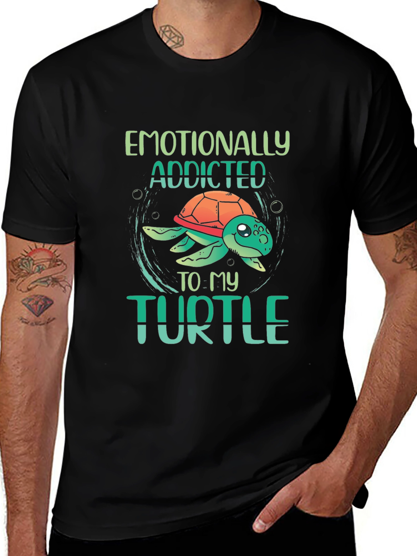 Emotionally Addicted to My Turtle Black T-Shirt