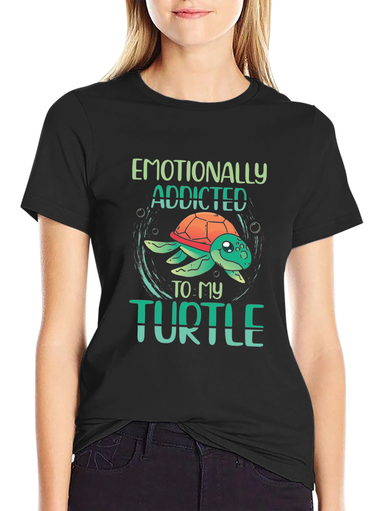 Emotionally Addicted to My Turtle Black T-Shirt