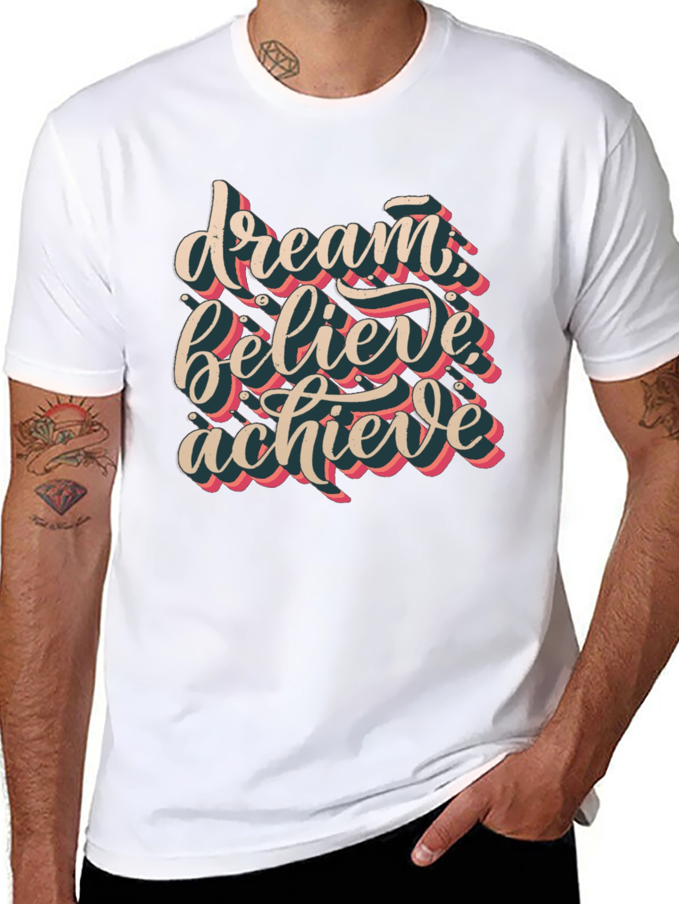 Dream Believe Achieve Graphic Tee - Black