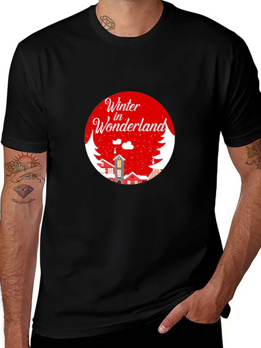 Winter Wonderland Graphic Tee - Black Cotton Blend