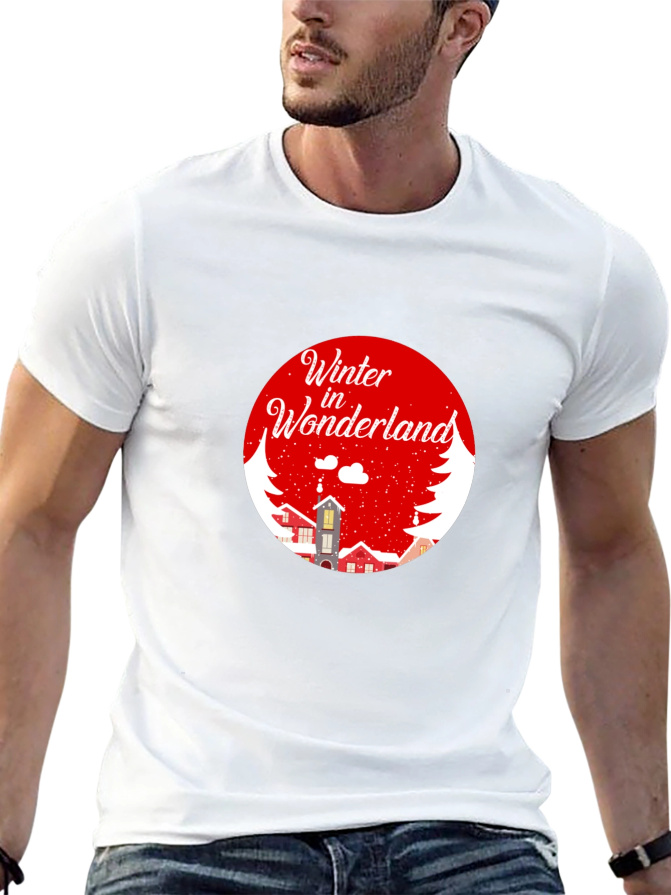 Winter Wonderland Graphic Tee - Black Cotton Blend