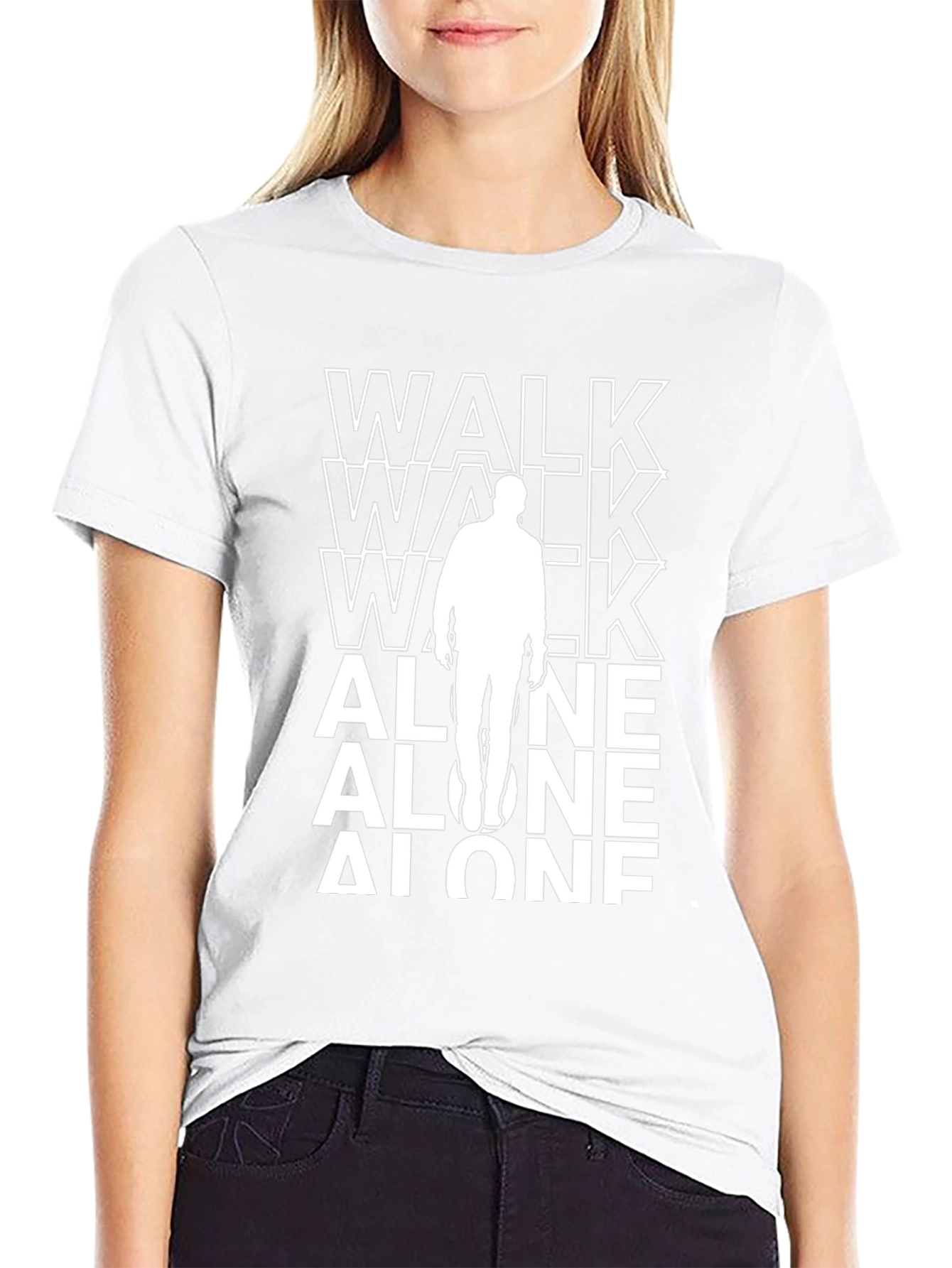 Walk Alone Graphic Tee - Black Cotton T-Shirt