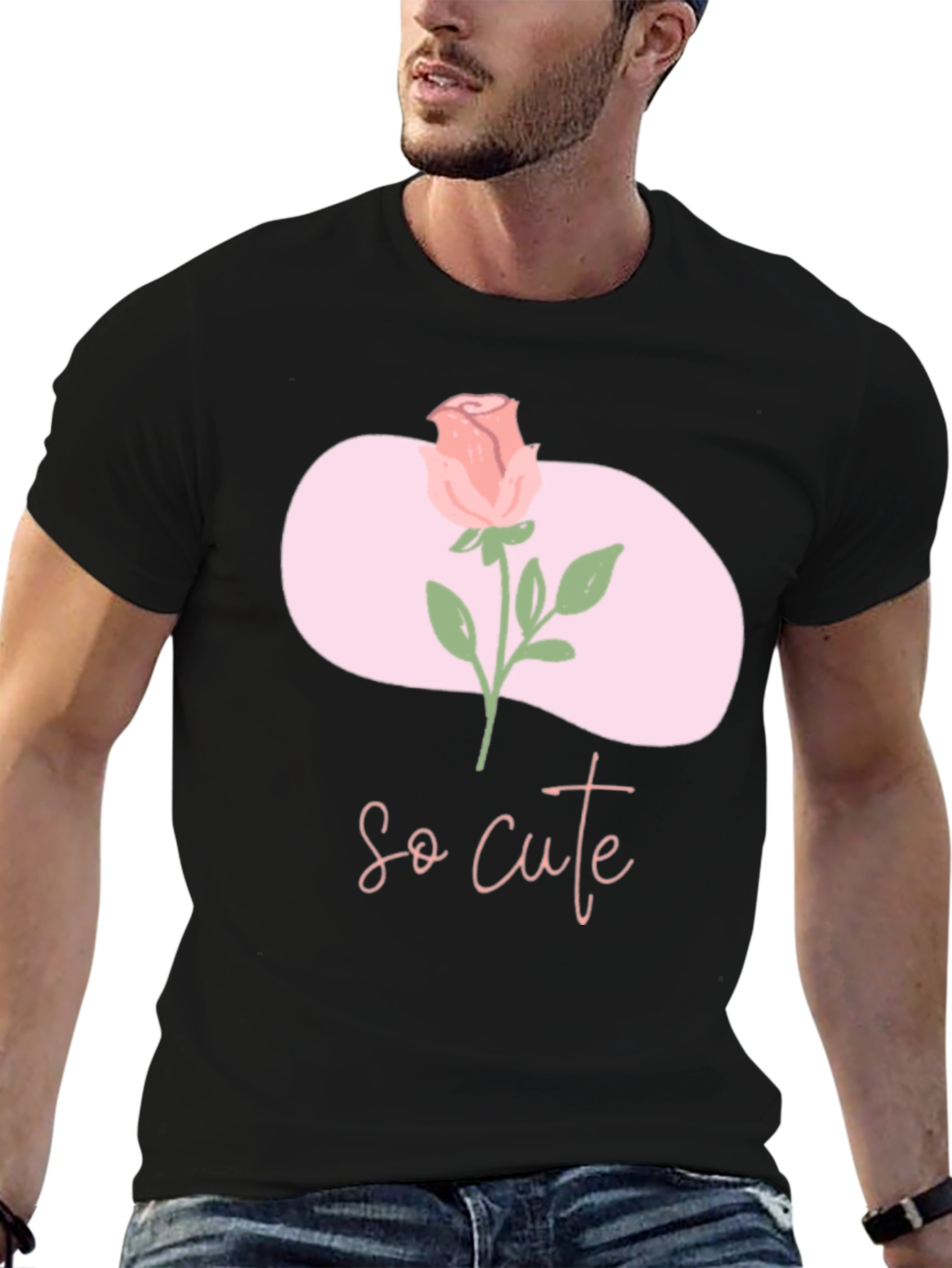 So Cute Rose Graphic Tee - Stylish Comfort