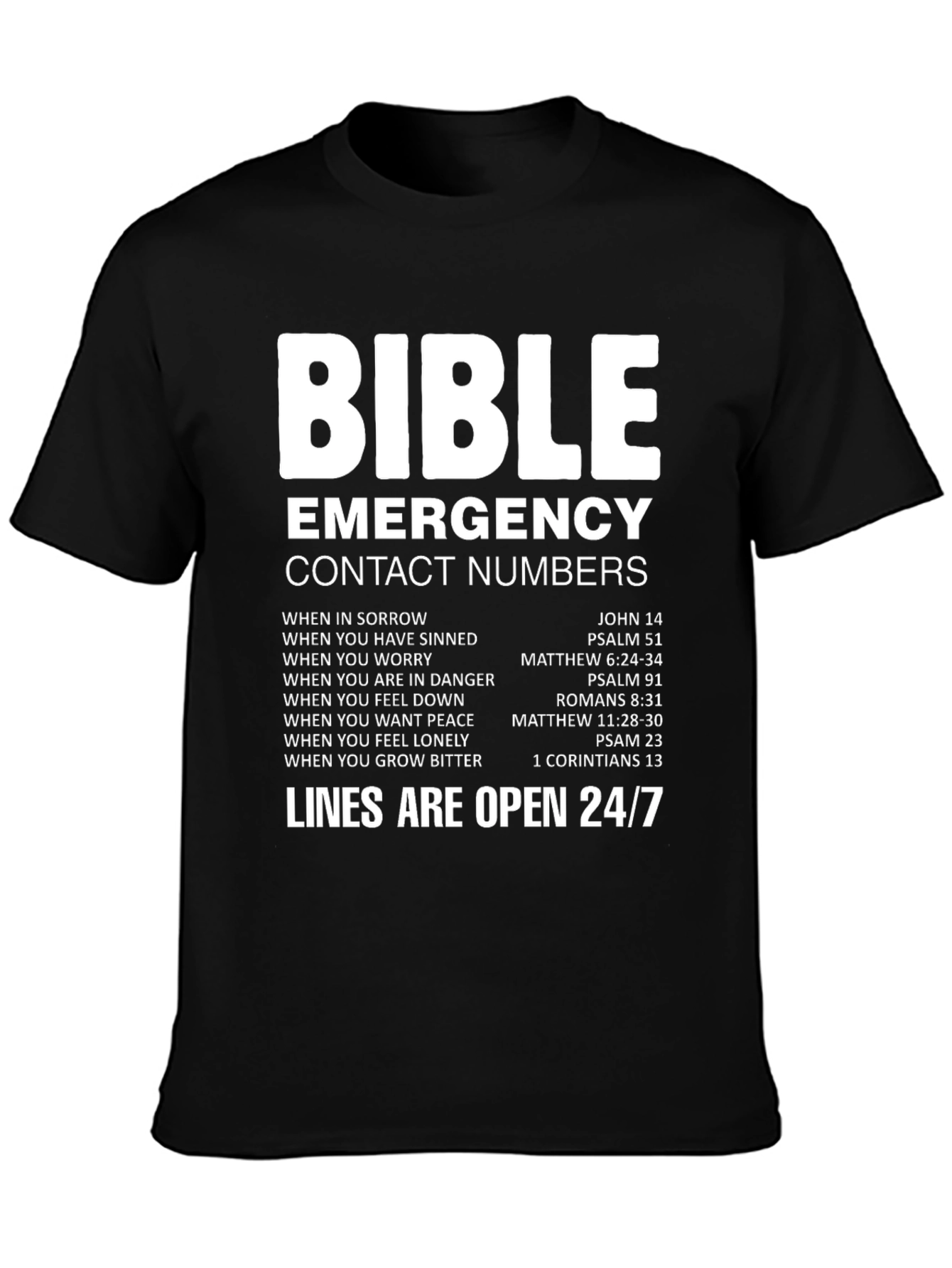 Bible Emergency Contact T-Shirt - Faith Based Apparel