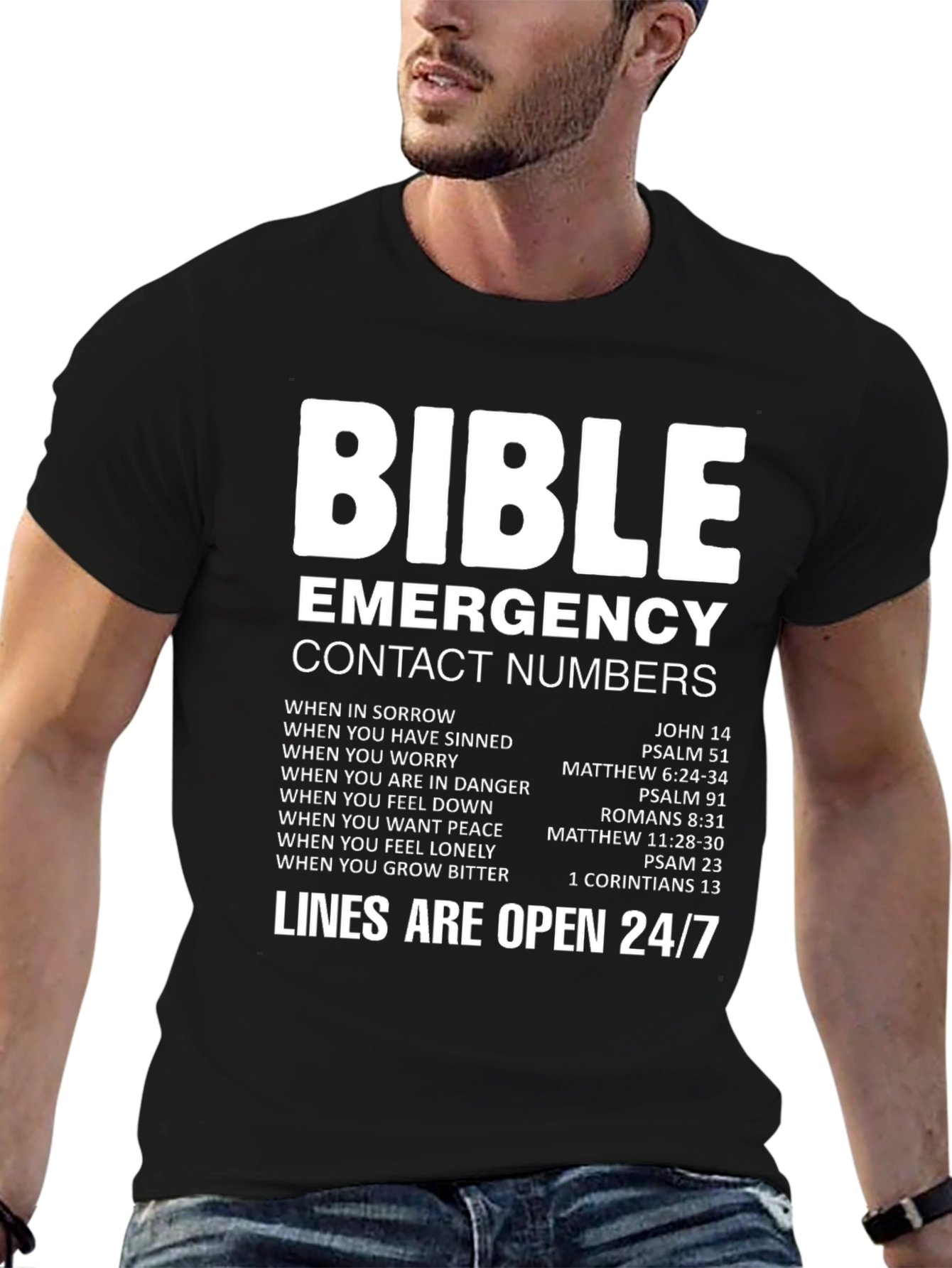 Bible Emergency Contact T-Shirt - Faith Based Apparel