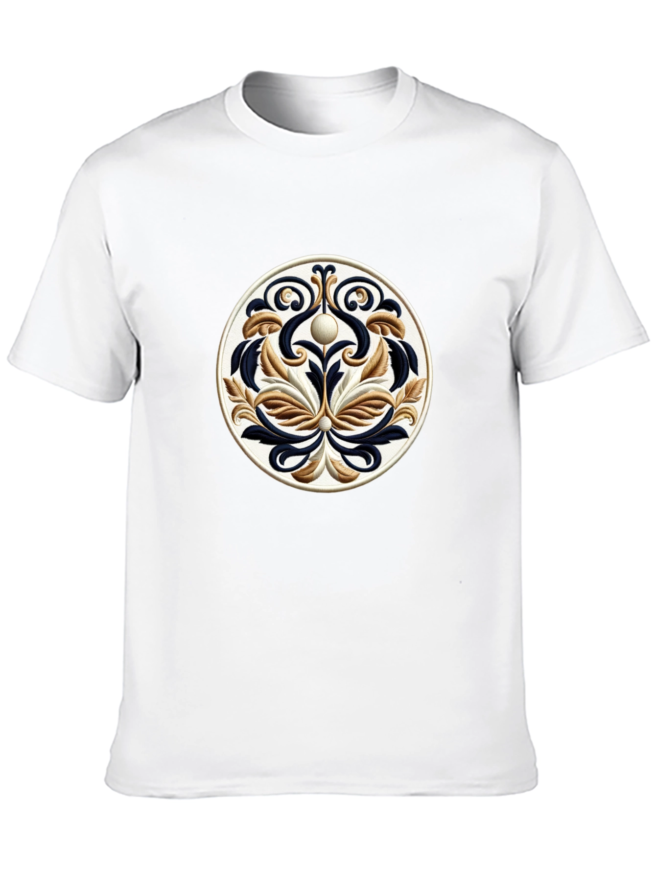 Elegant Black T-Shirt with Ornamental Circle Design