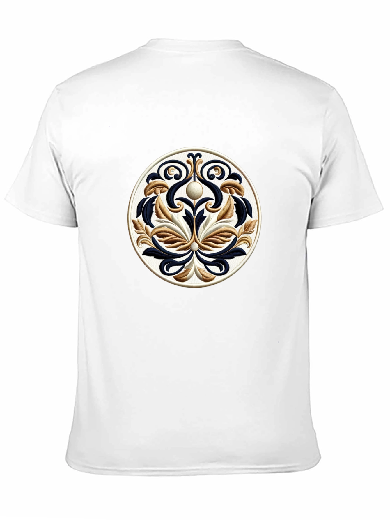 Elegant Black T-Shirt with Ornamental Circle Design