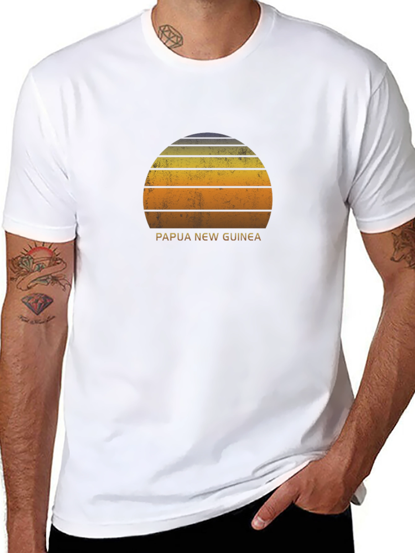 Papua New Guinea Sunset Graphic Tee - Retro Style