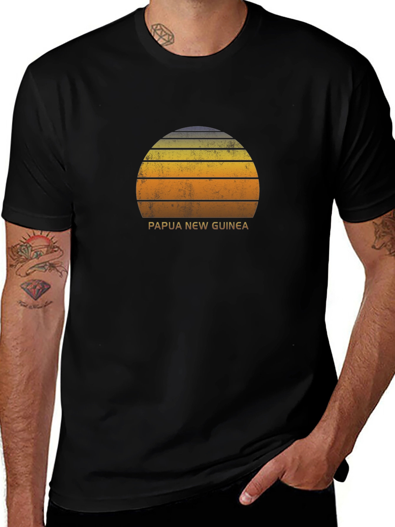 Papua New Guinea Sunset Graphic Tee - Retro Style