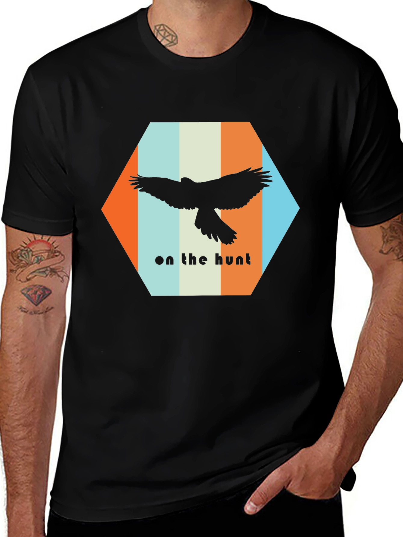 On The Hunt Graphic T-Shirt - Bird Silhouette Design