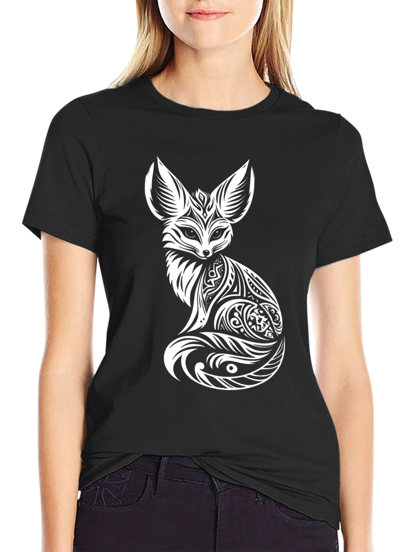 Tribal Fox Graphic T-Shirt - Stylish Mens Tee