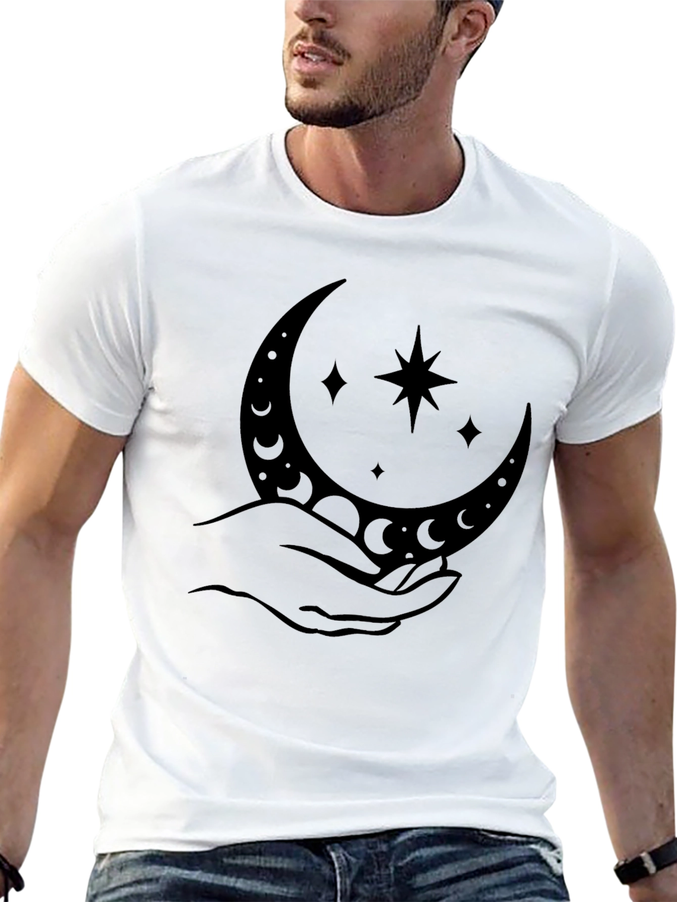 Mystic Moon & Stars Graphic Tee - Black