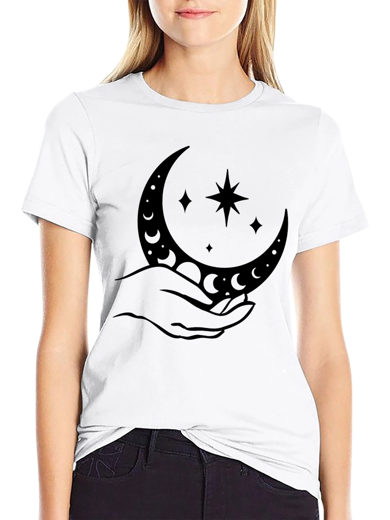 Mystic Moon & Stars Graphic Tee - Black