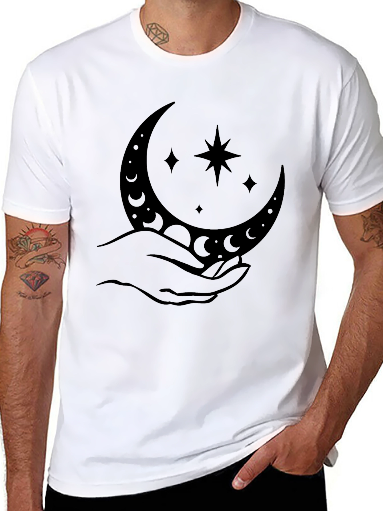 Mystic Moon & Stars Graphic Tee - Black