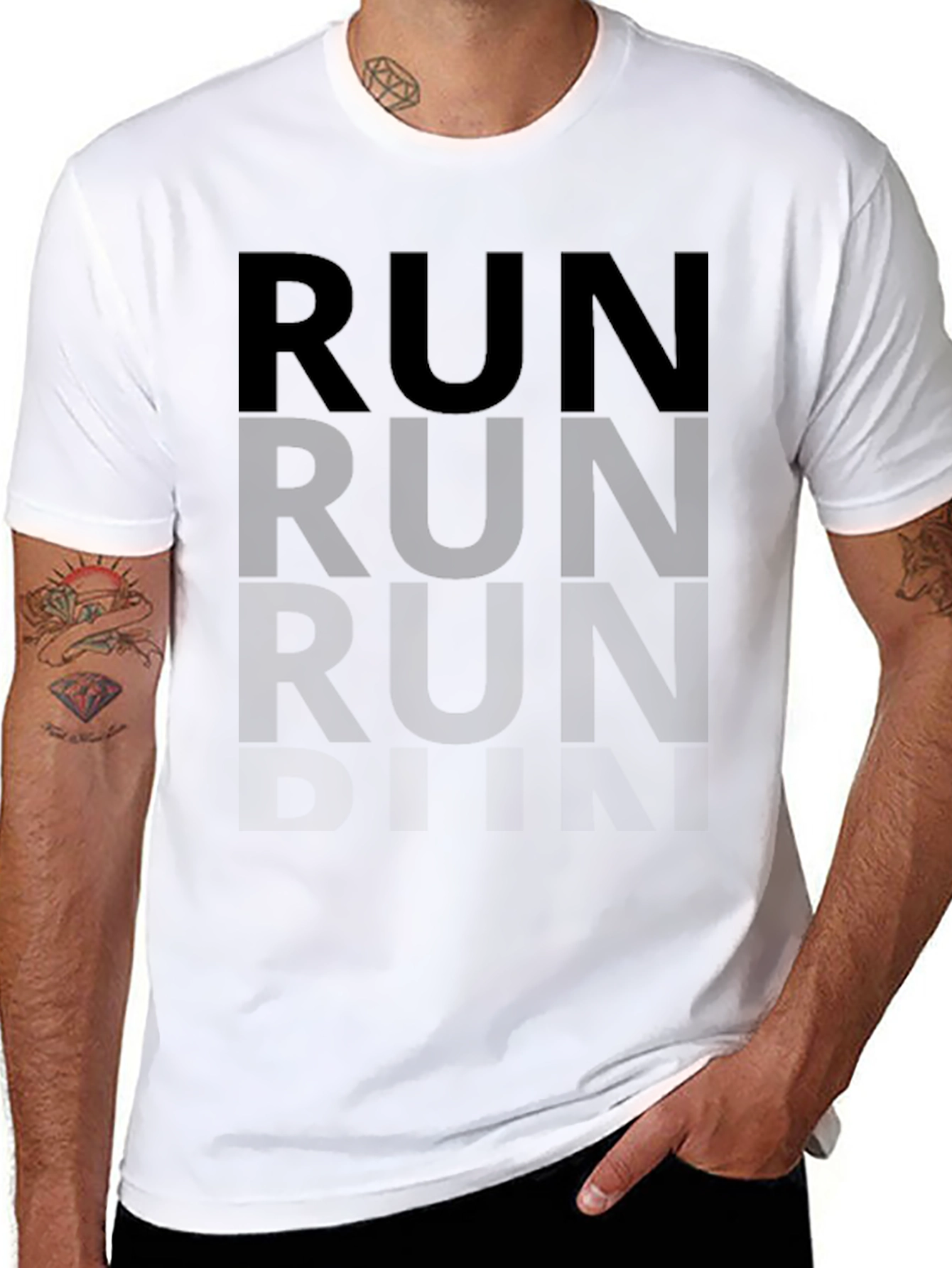 Mens Black Run Graphic Tee - Athletic Style