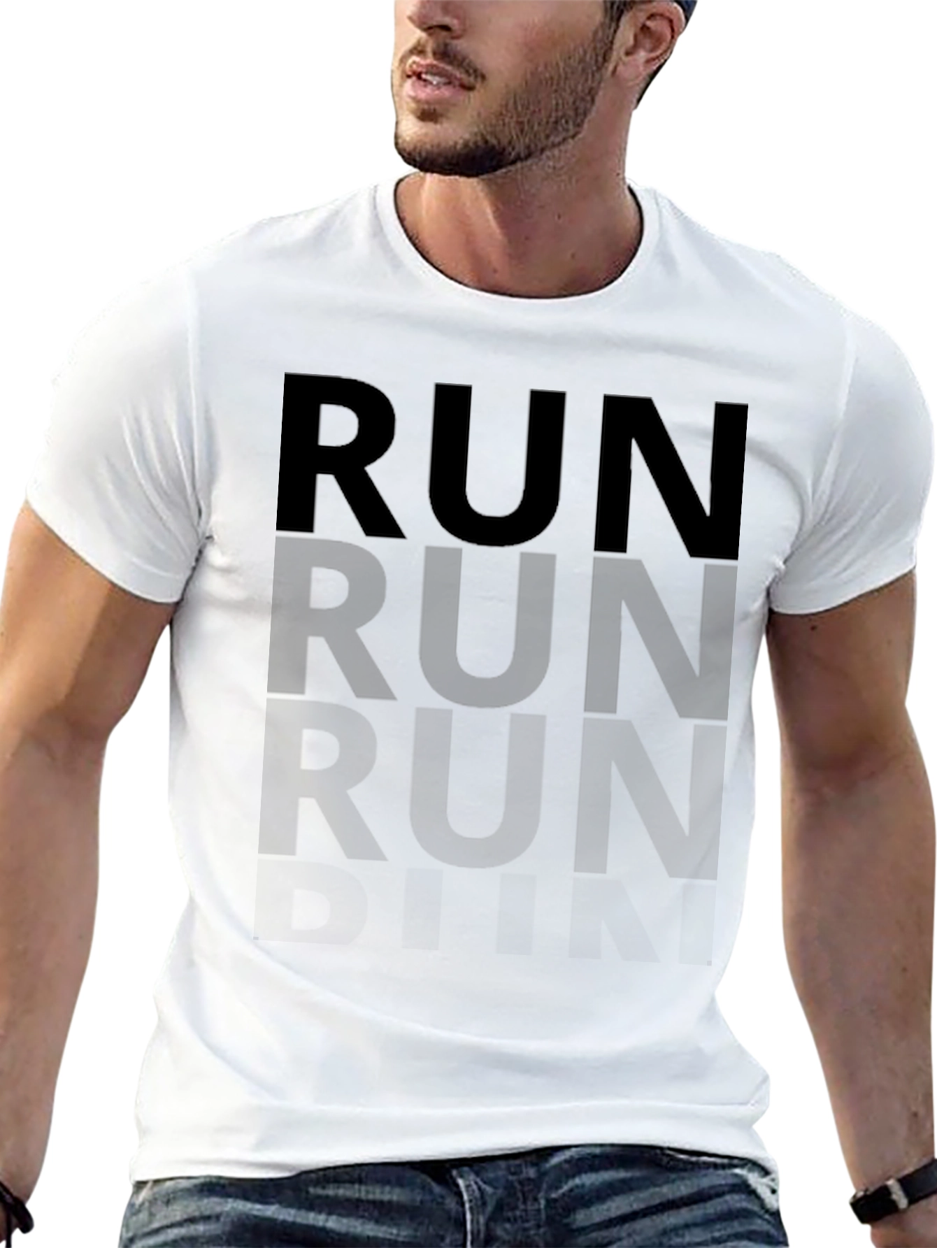 Mens Black Run Graphic Tee - Athletic Style