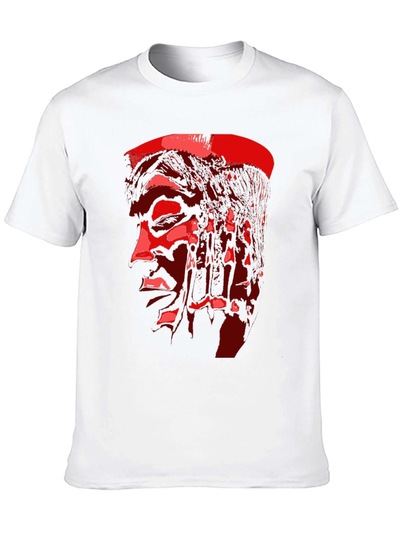 Red Face Print Black T-Shirt