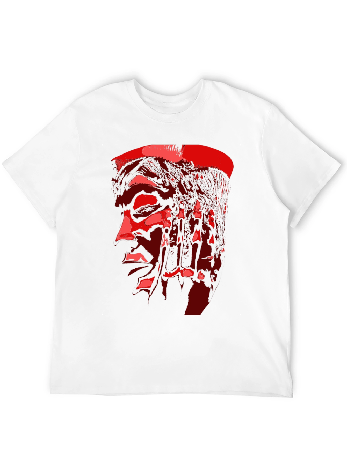 Red Face Print Black T-Shirt