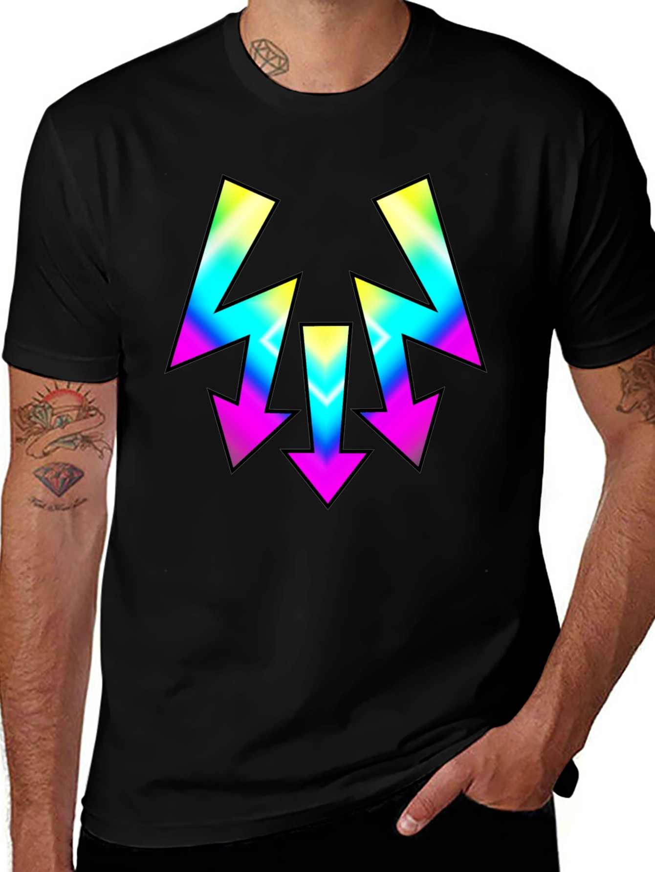 Retro Arrow Graphic Tee - Mens Black T-Shirt