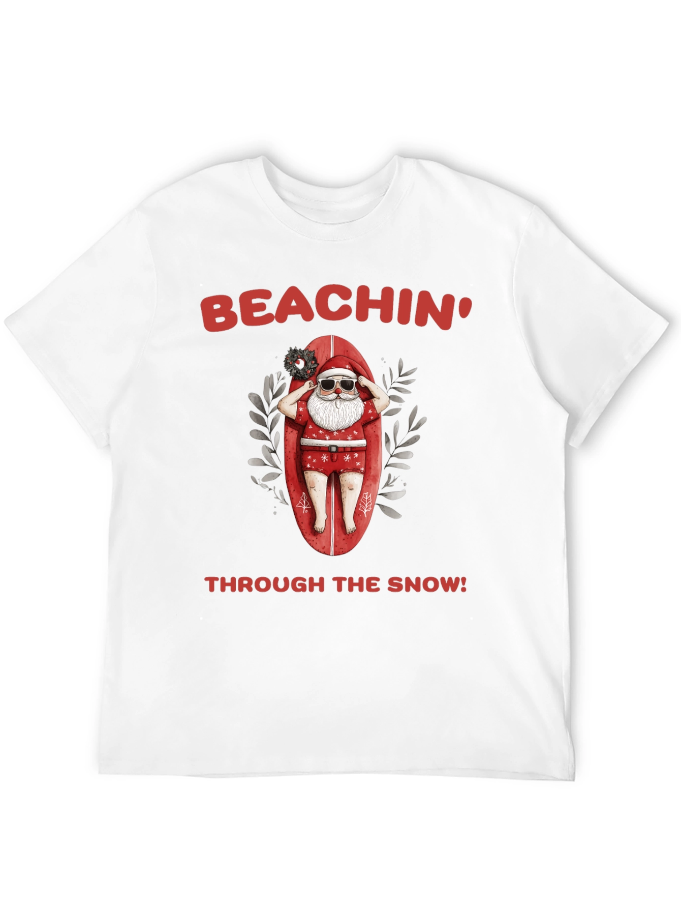 Beachin Through the Snow Santa T-Shirt