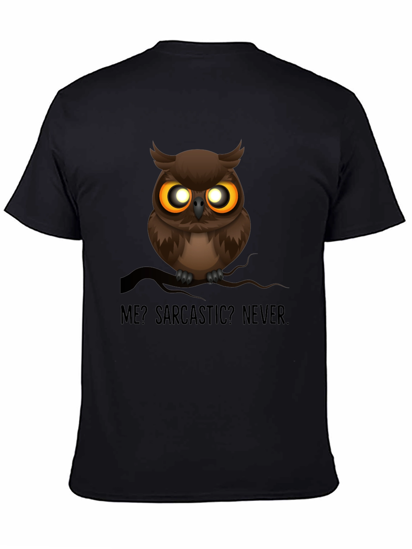 Sarcastic Owl Graphic T-Shirt - Mens Black Crew Neck