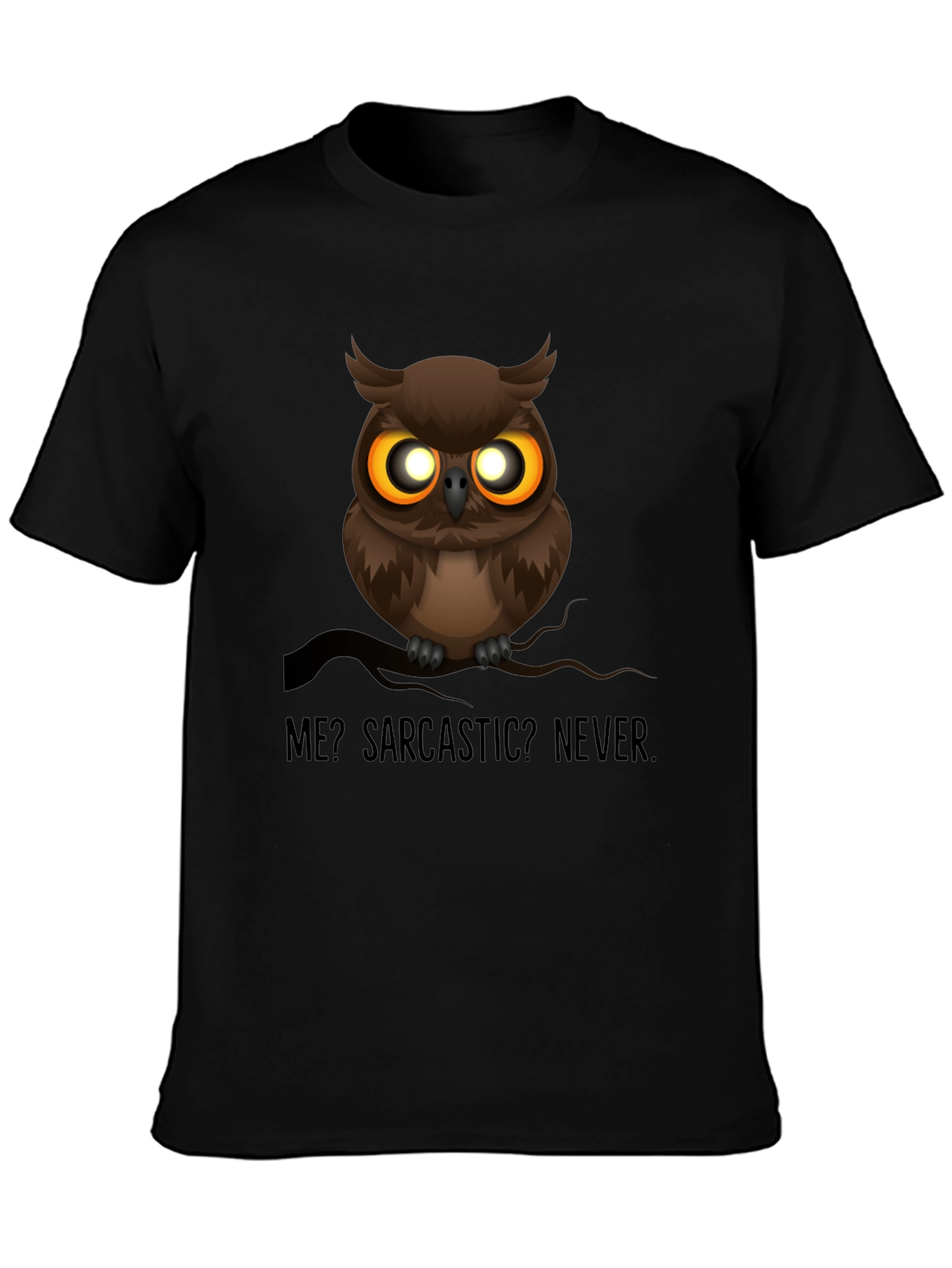 Sarcastic Owl Graphic T-Shirt - Mens Black Crew Neck