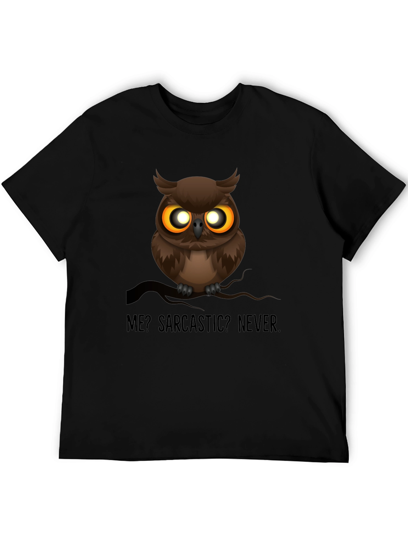 Sarcastic Owl Graphic T-Shirt - Mens Black Crew Neck