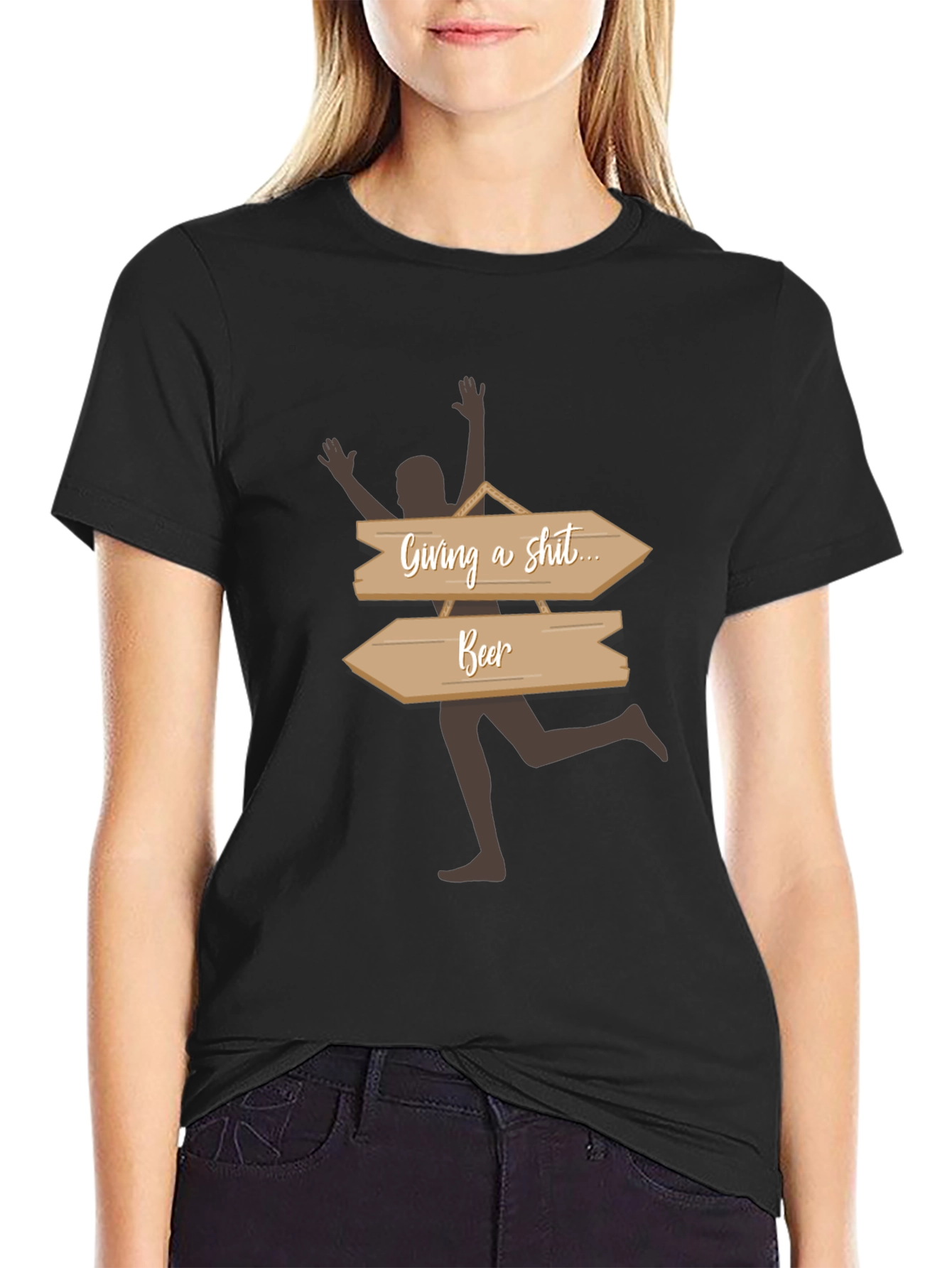 Humorous Beer Direction T-Shirt - Casual Graphic Tee