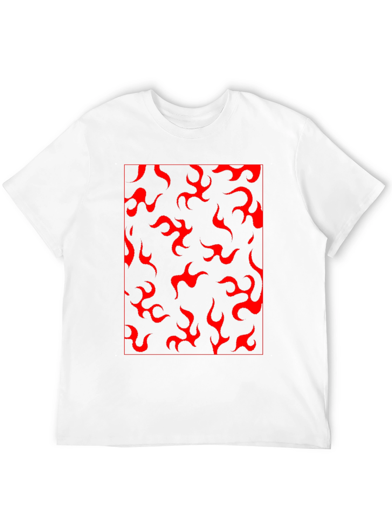 Red Flame Print Black T-Shirt - Casual Style