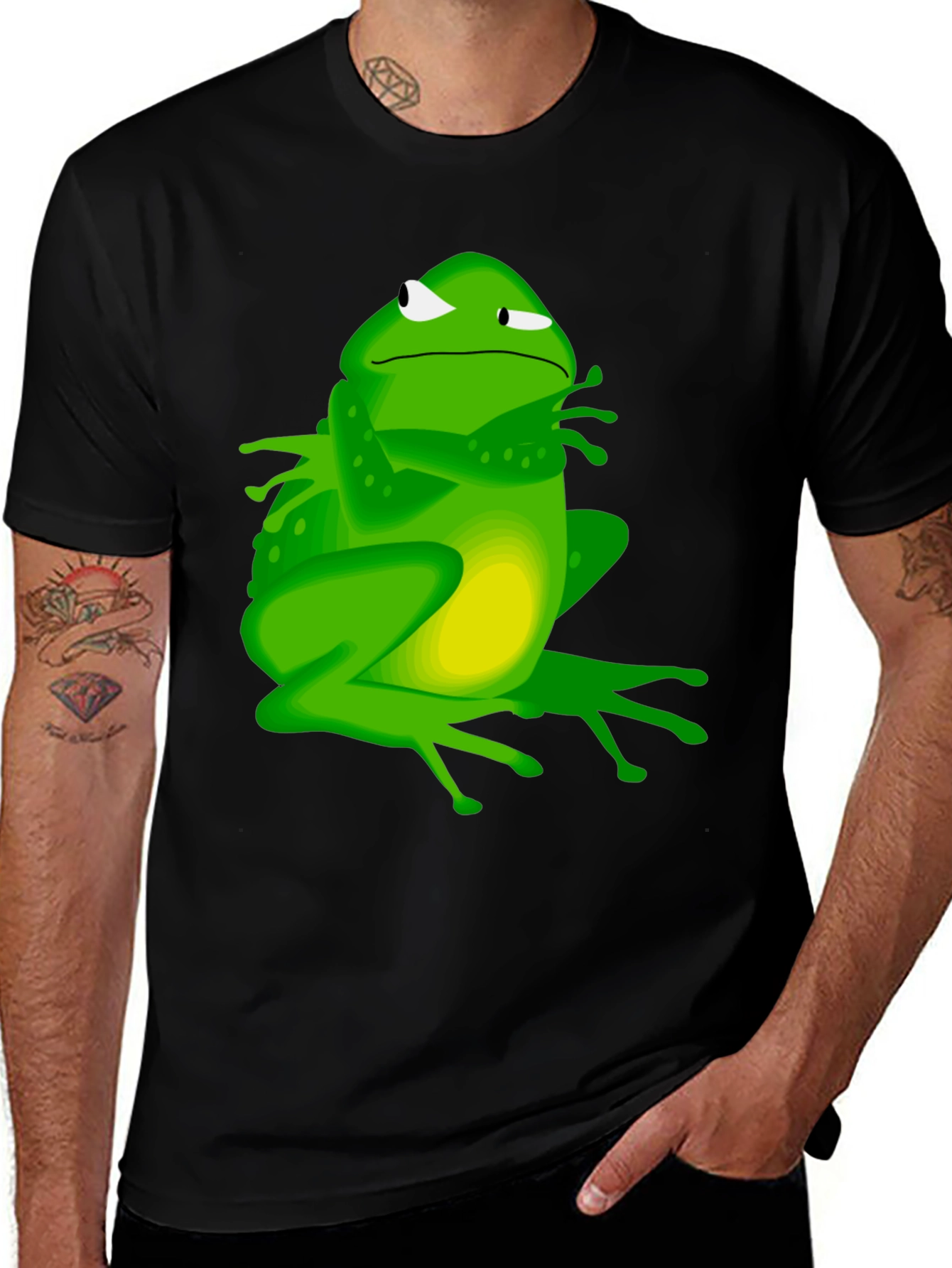Grumpy Frog Graphic Tee - Mens Black T-Shirt