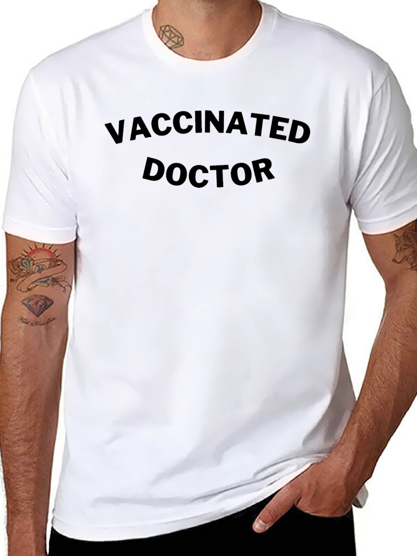Vaccinated Doctor Black Tee