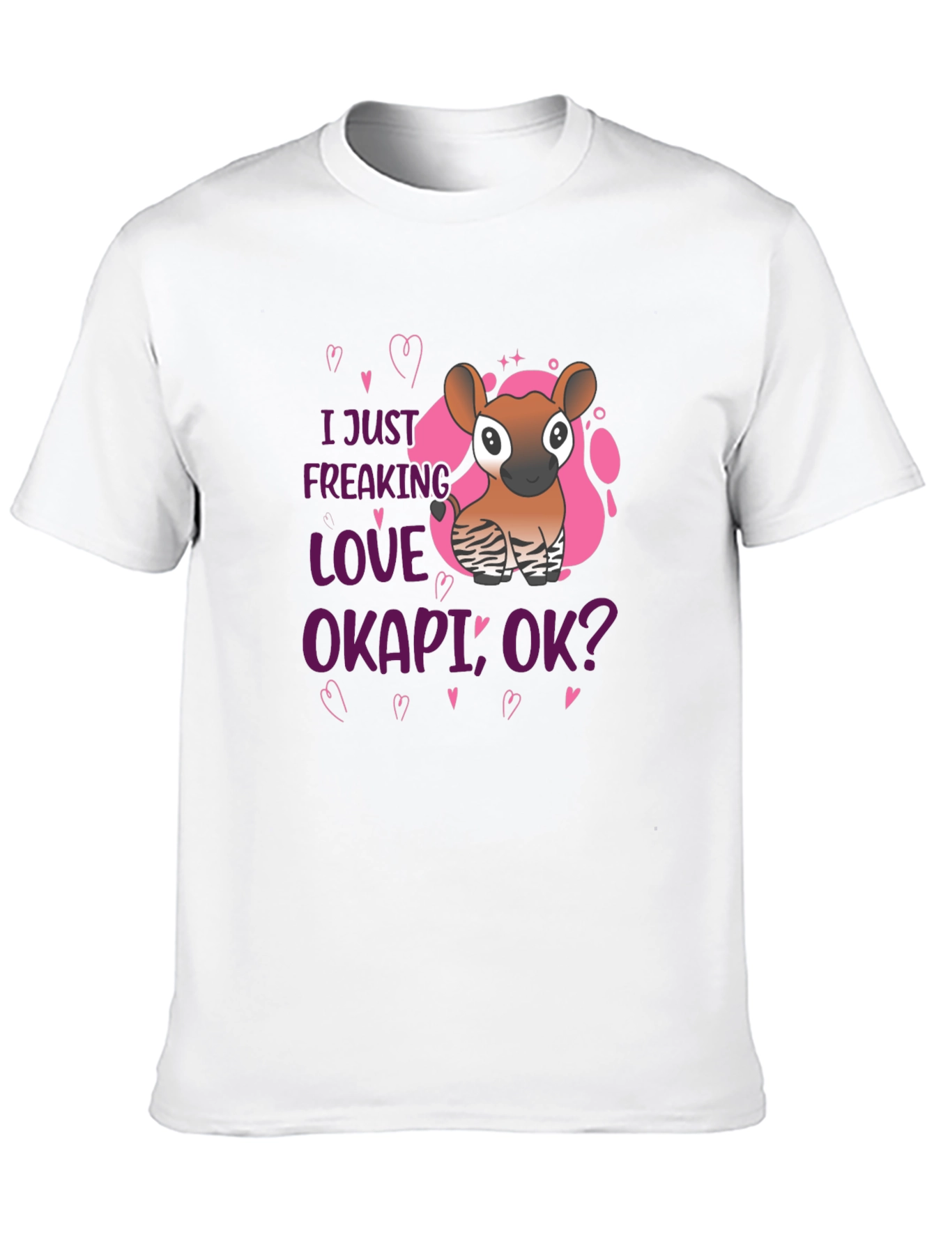 I Love Okapi Black T-Shirt Animal Lover Tee