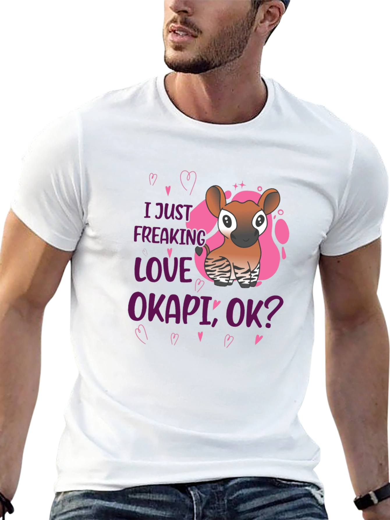 I Love Okapi Black T-Shirt Animal Lover Tee