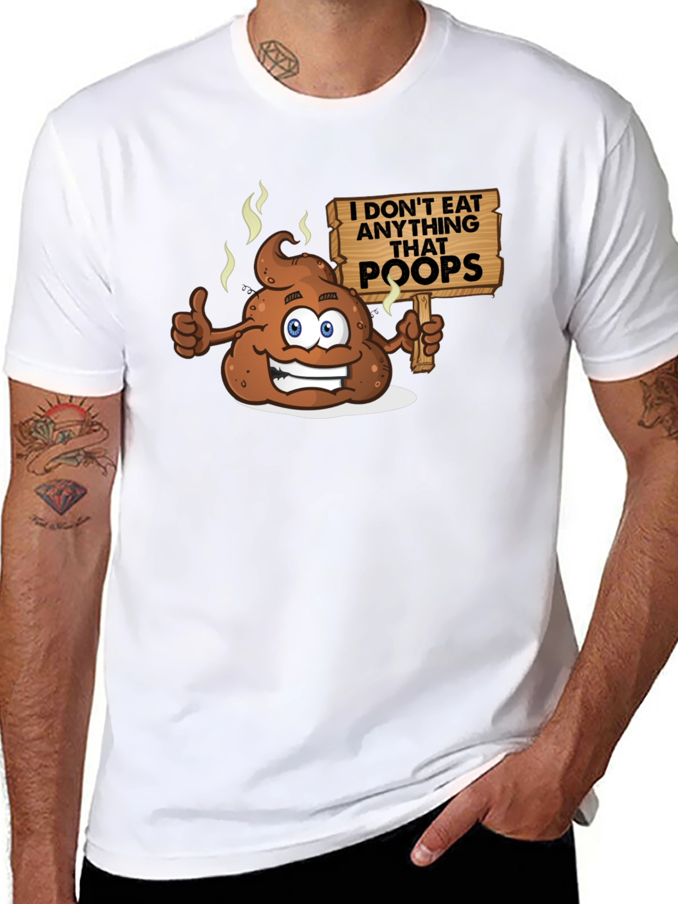 Funny Poop Cartoon Graphic Black T-Shirt
