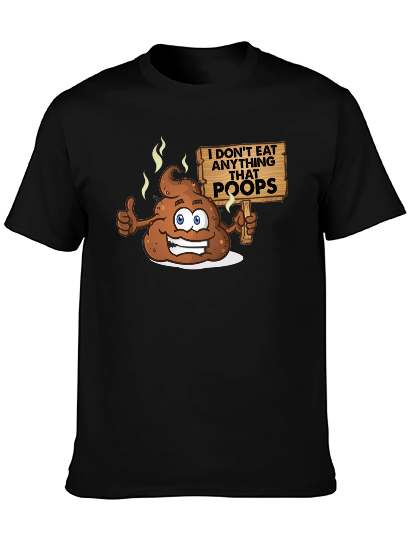 Funny Poop Cartoon Graphic Black T-Shirt