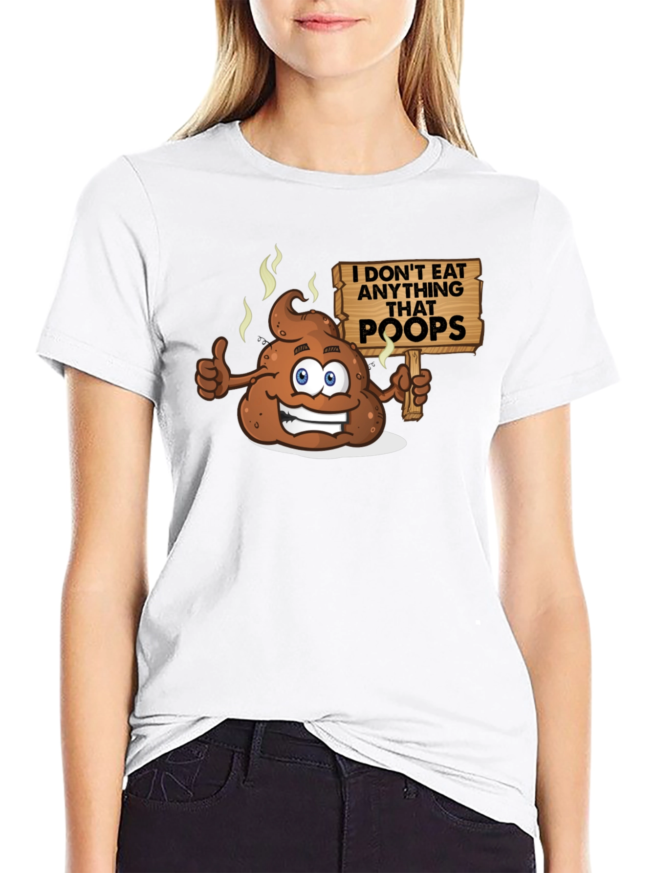 Funny Poop Cartoon Graphic Black T-Shirt
