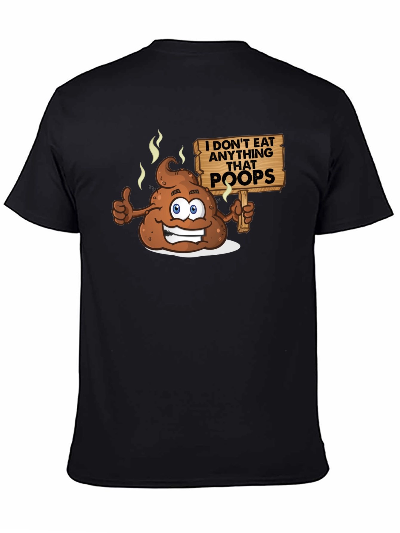 Funny Poop Cartoon Graphic Black T-Shirt