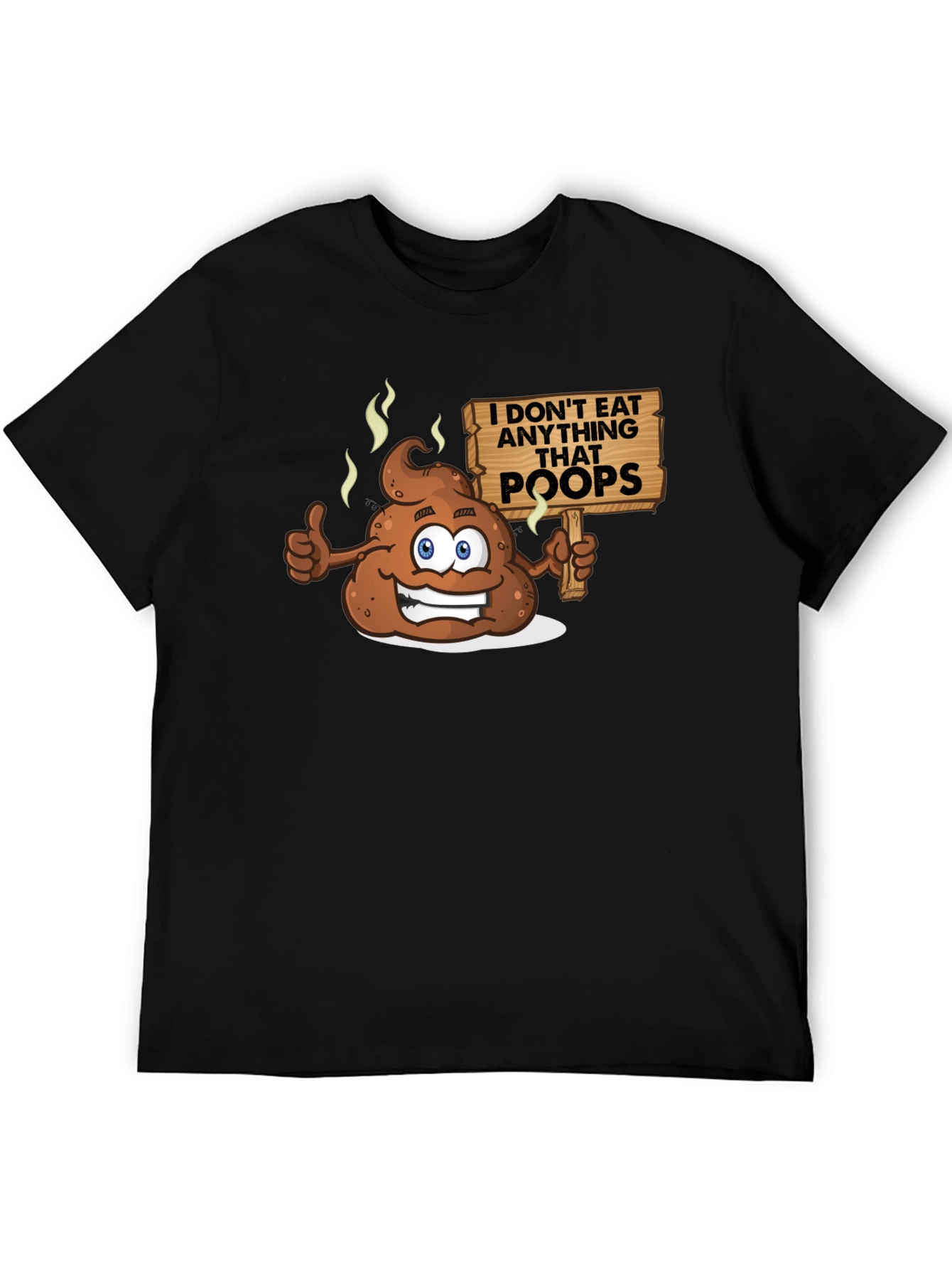 Funny Poop Cartoon Graphic Black T-Shirt