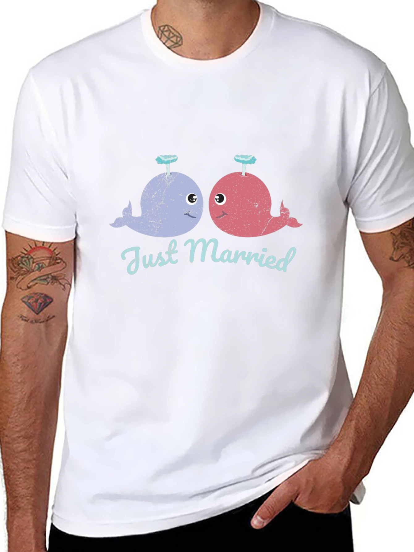 Just Married Whale T-Shirt - Cute Couple Tee