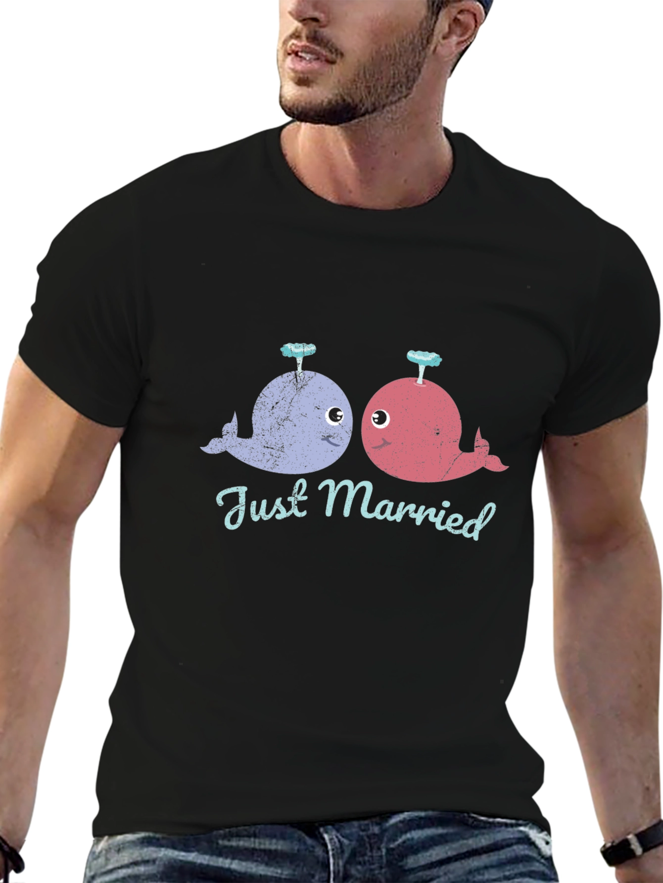 Just Married Whale T-Shirt - Cute Couple Tee