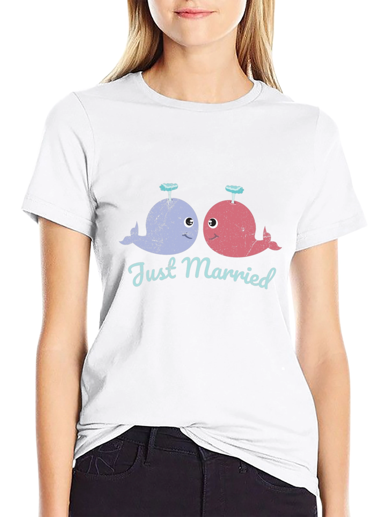 Just Married Whale T-Shirt - Cute Couple Tee