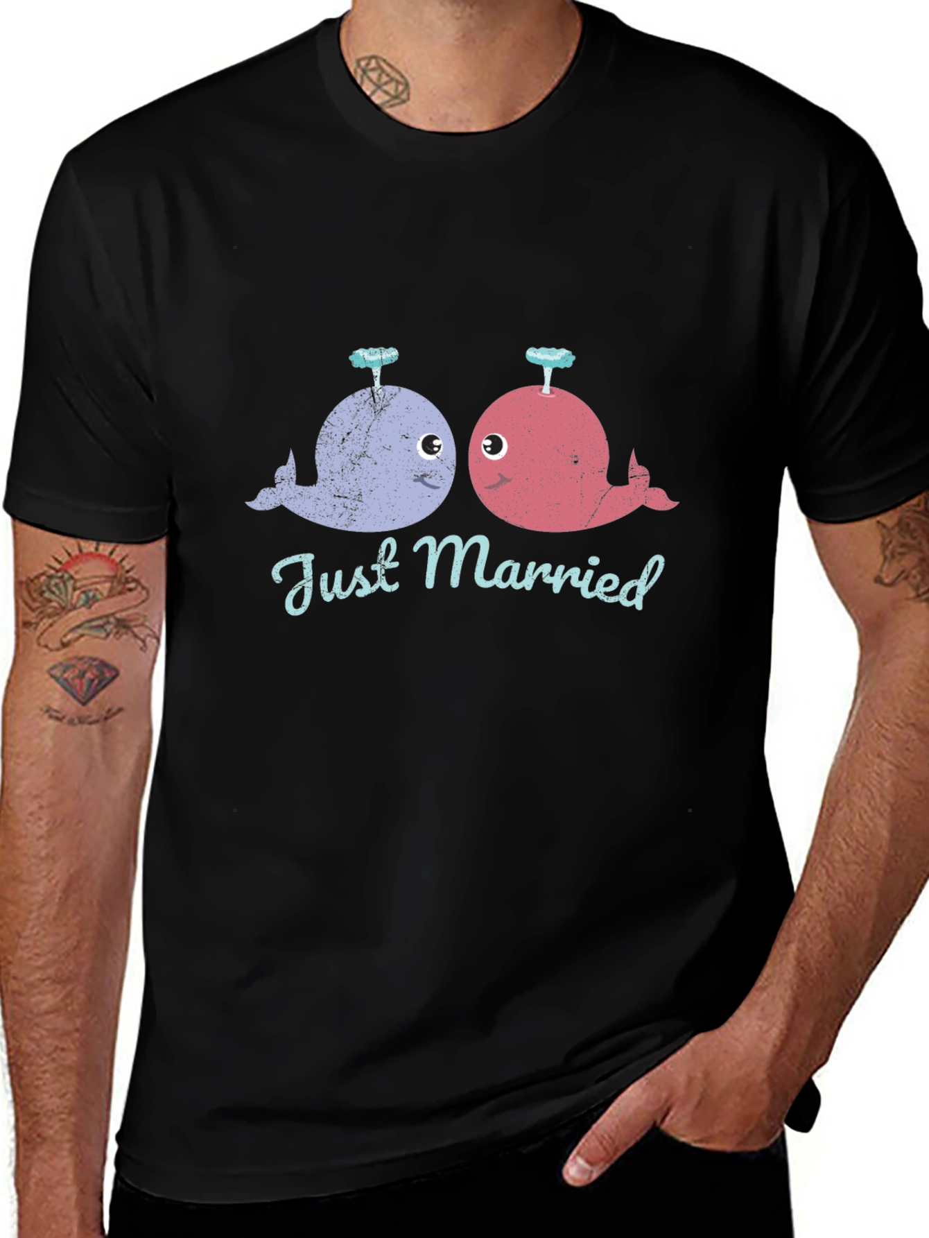 Just Married Whale T-Shirt - Cute Couple Tee