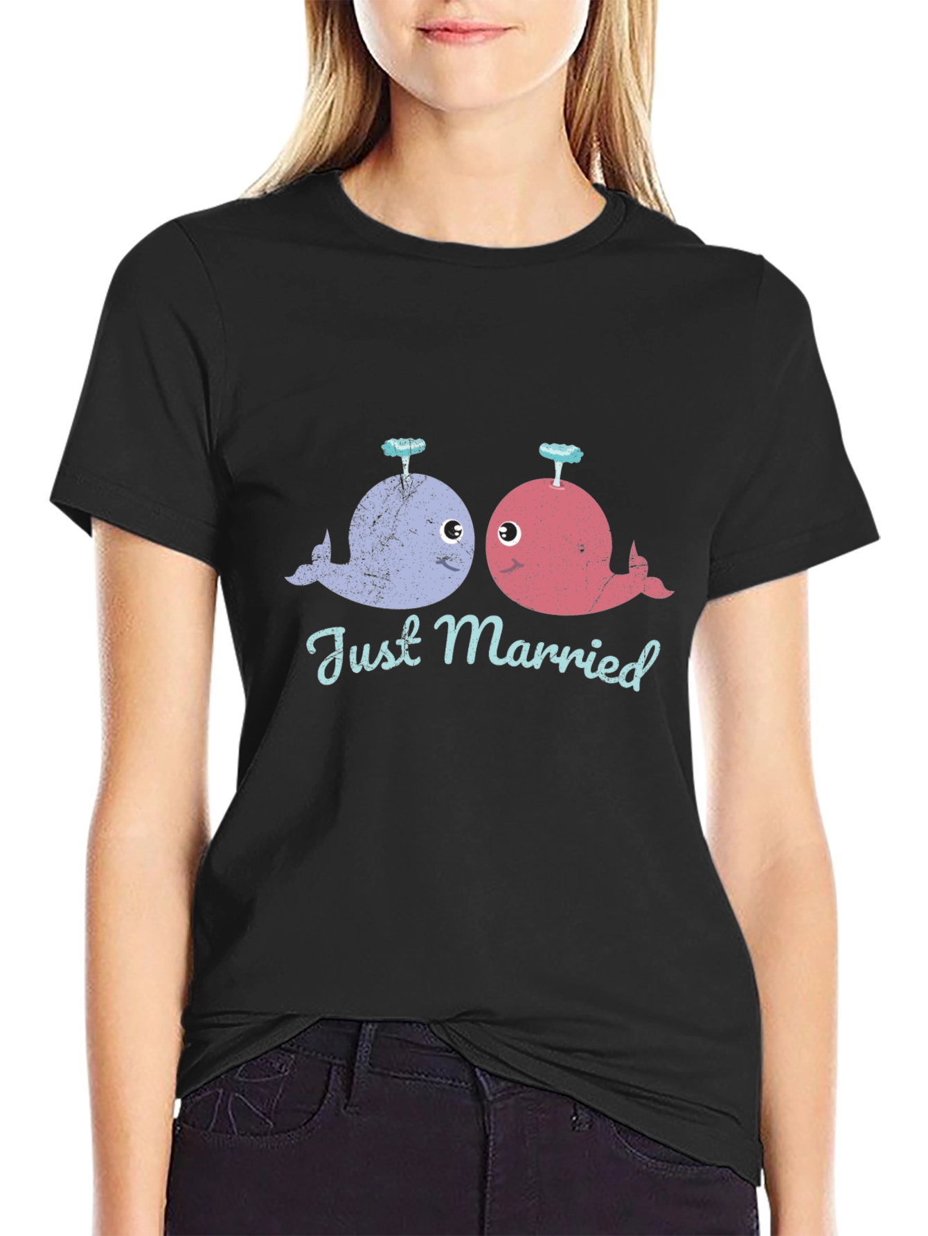Just Married Whale T-Shirt - Cute Couple Tee
