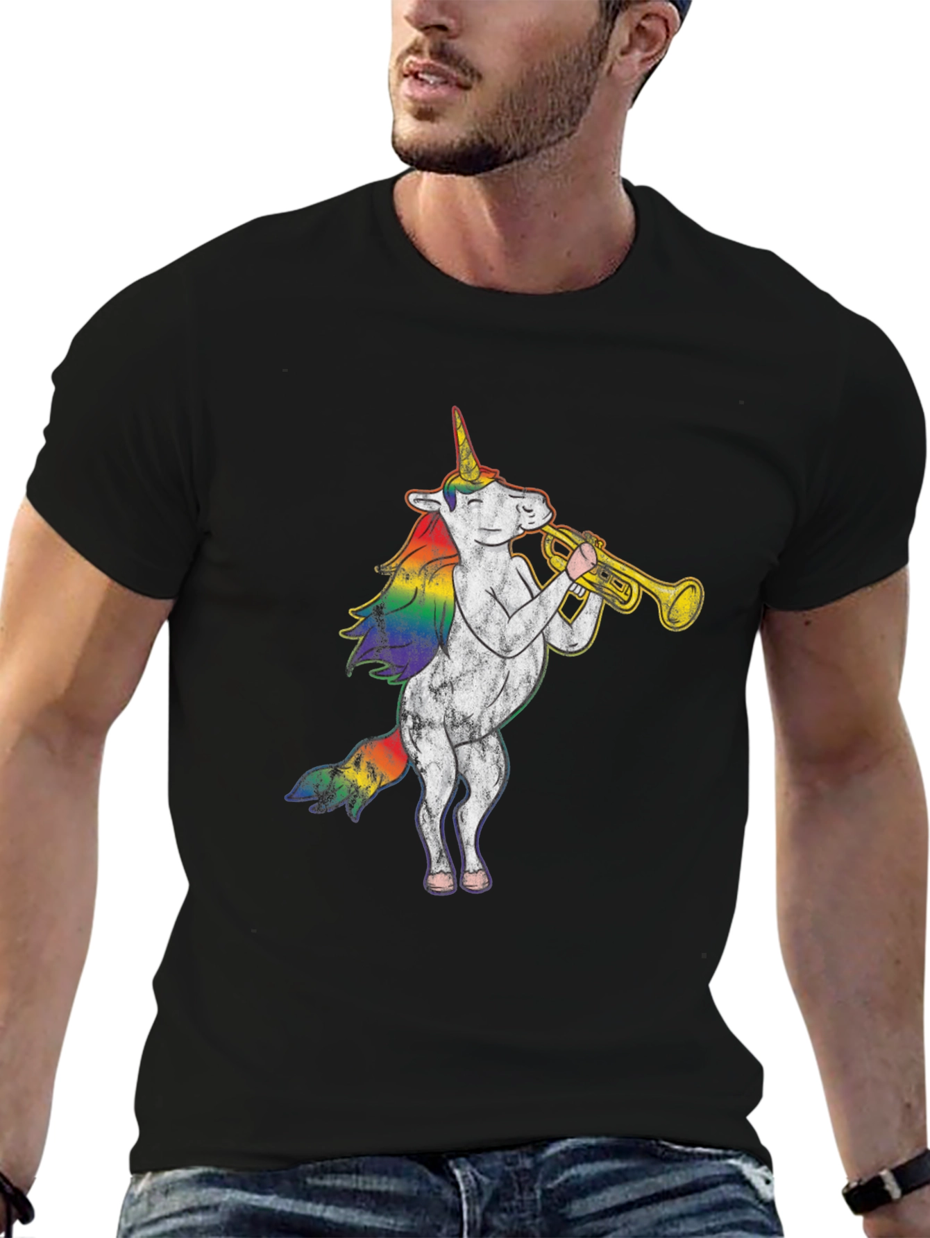 Unicorn Trumpet Black T-Shirt