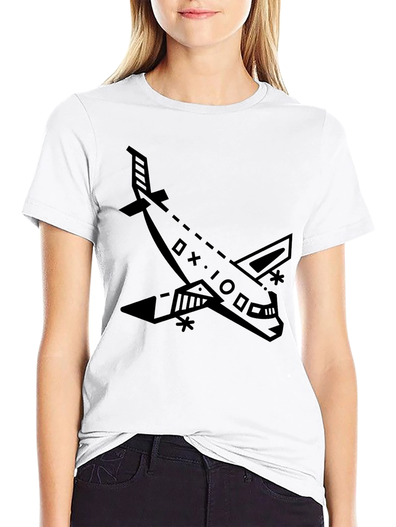 Black Airplane Graphic Tee - Stylish Unisex Design