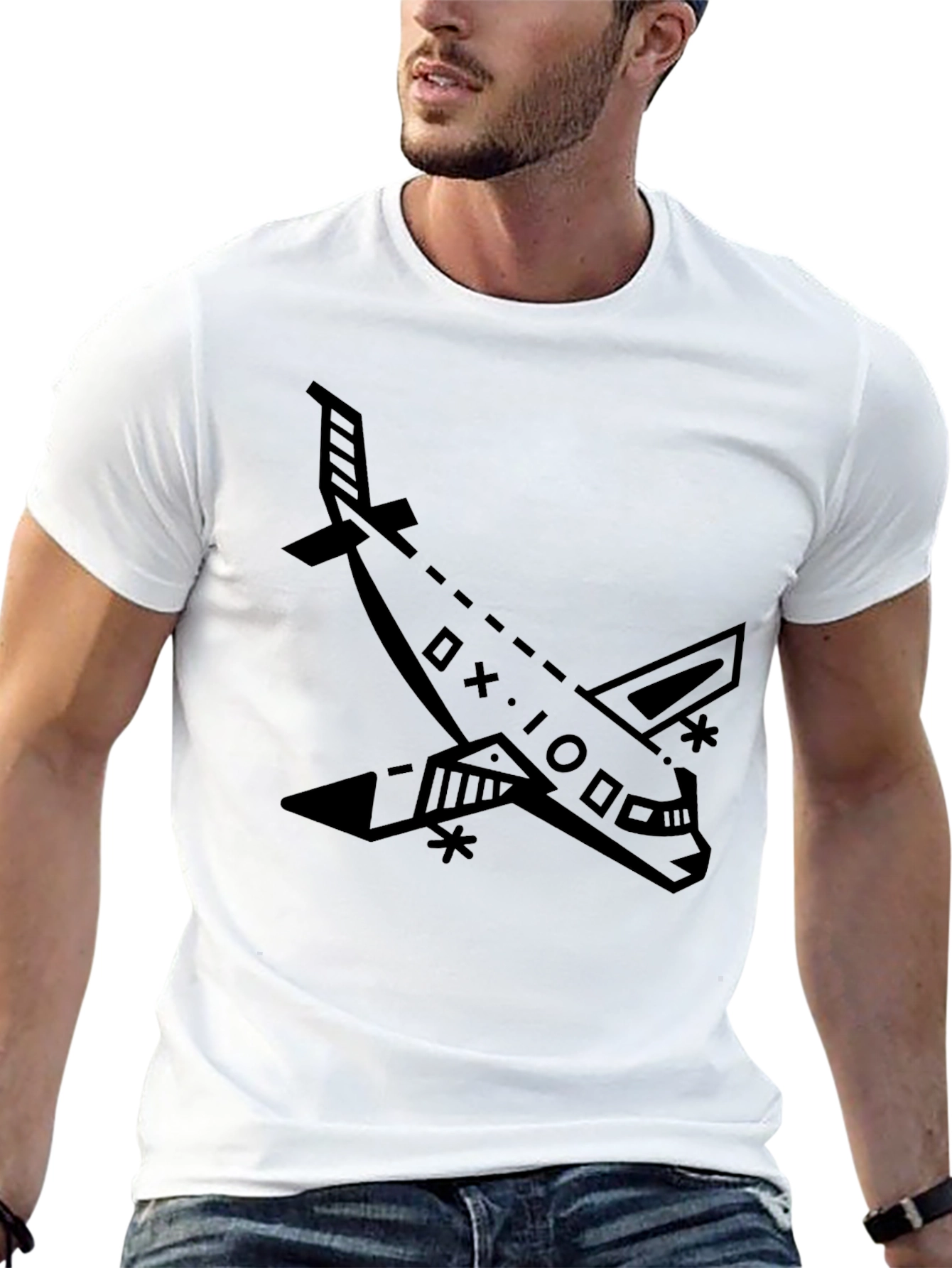 Black Airplane Graphic Tee - Stylish Unisex Design