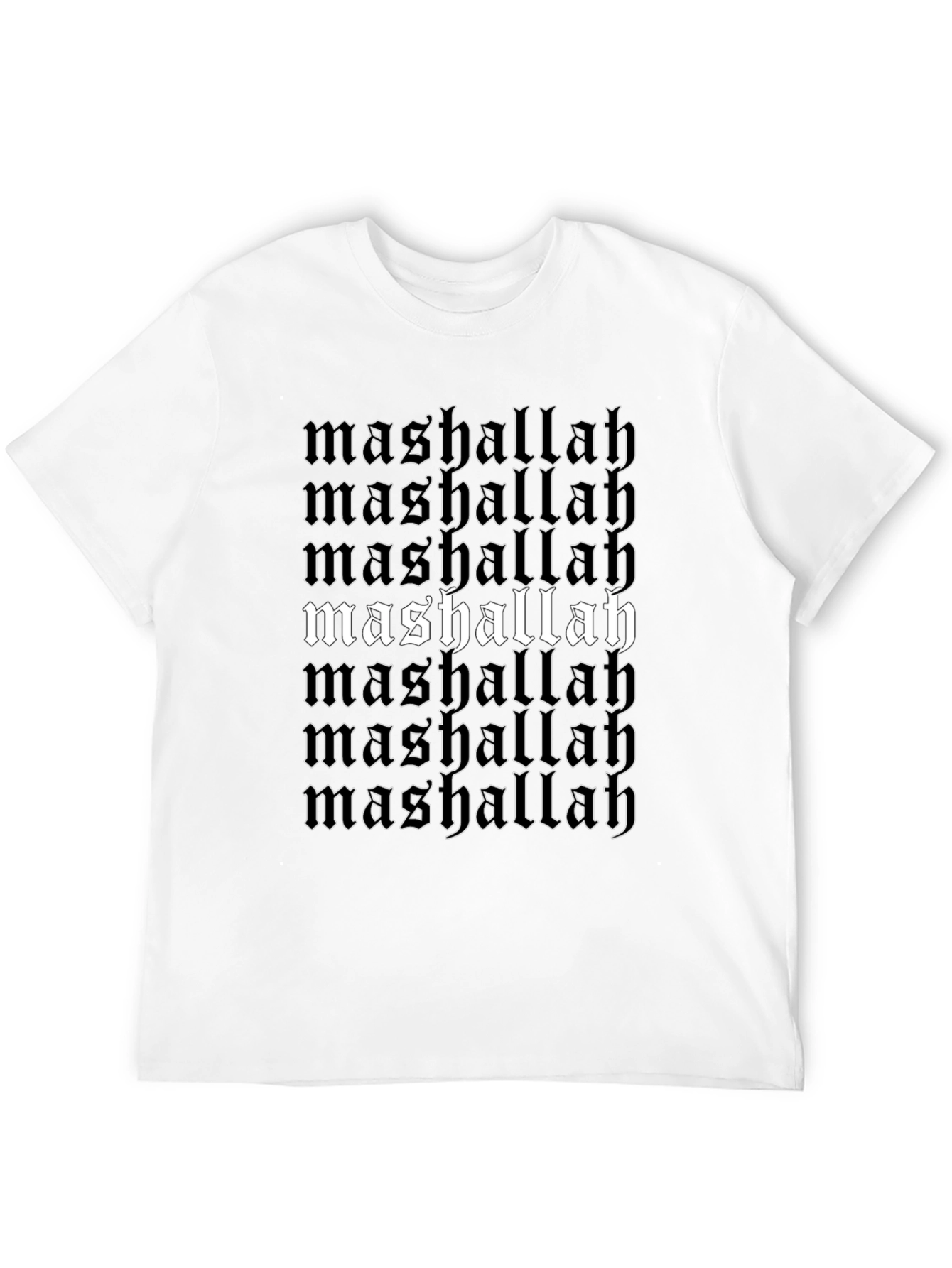 Mashallah Text Print Black T-Shirt