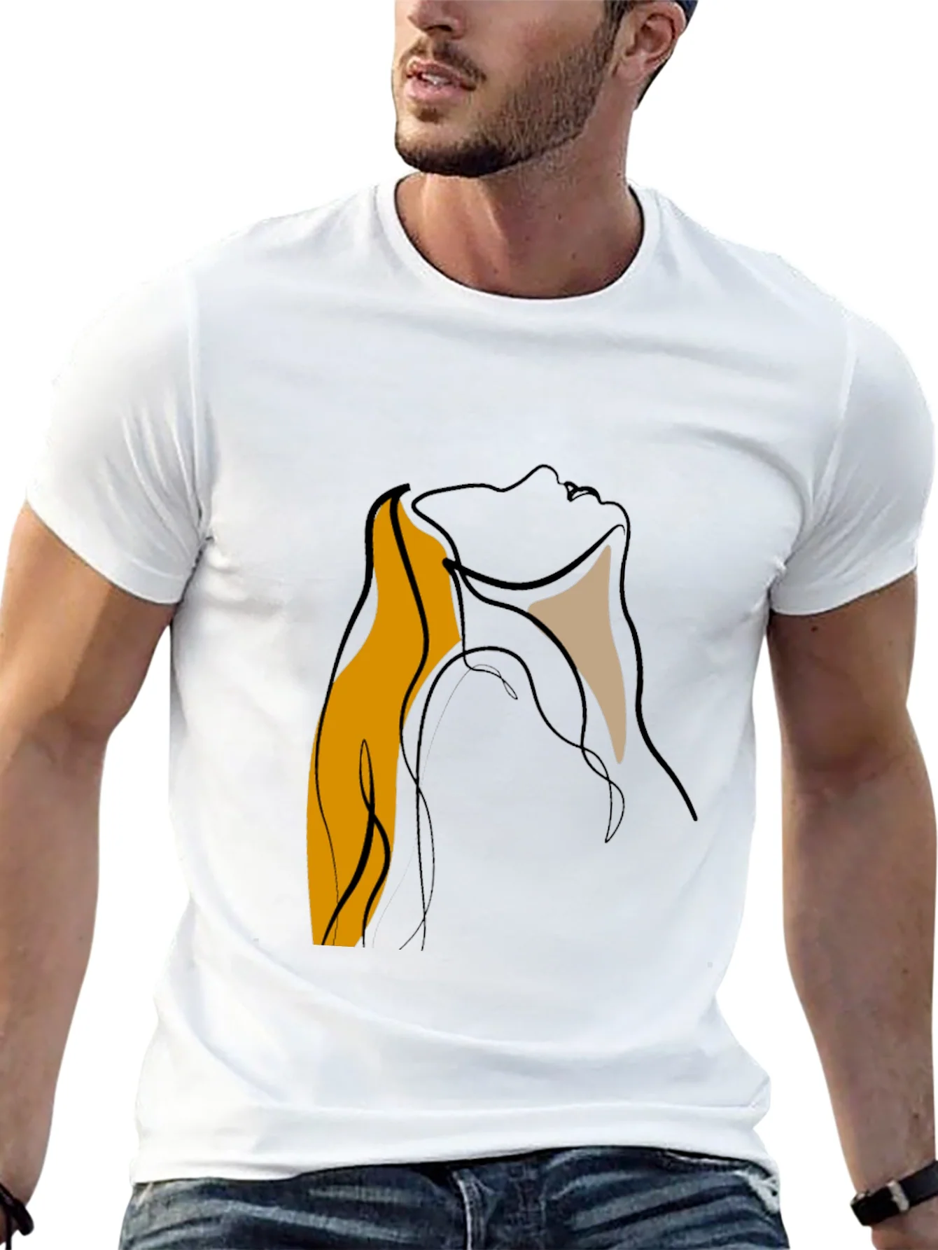 Abstract Face Graphic Black T-Shirt