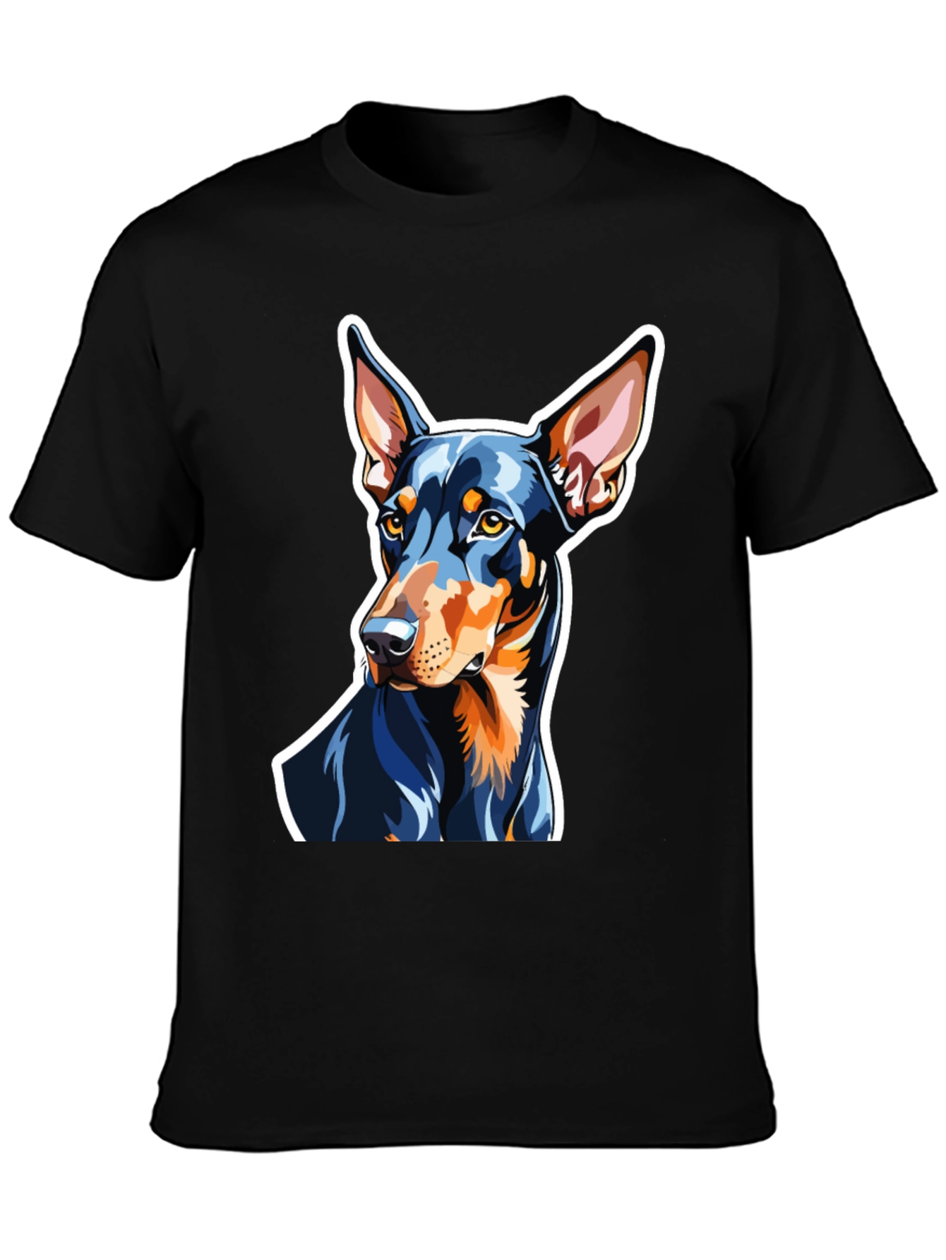 Doberman Dog Graphic Print Black T-Shirt